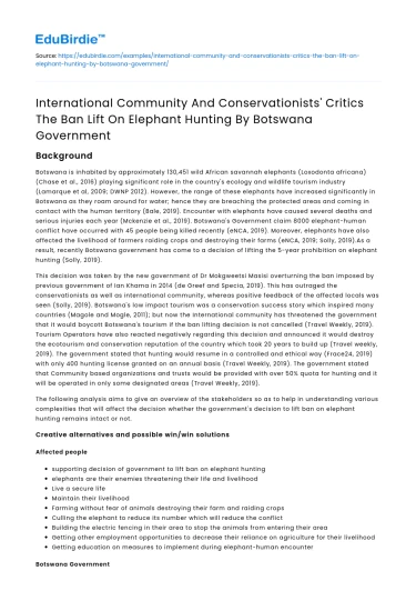 Critics of Botswana Government’s Elephant Hunting Ban Lift