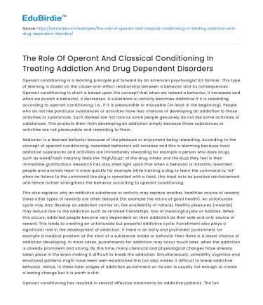 Treating Addiction: Conditioning’s Role