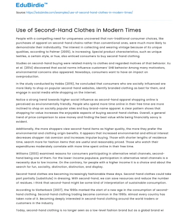 Use of Second-Hand Clothes in Modern Times