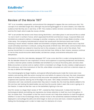Review of the Movie ‘1917’