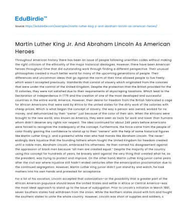 Champions of American Ideals: Lincoln and King
