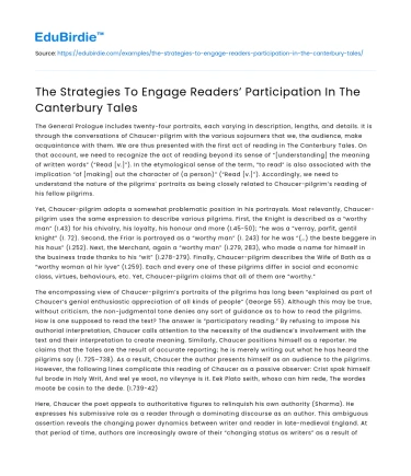 The Strategies To Engage Readers’ Participation In The Canterbury Tales