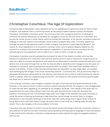 Christopher Columbus: The Age Of Exploration