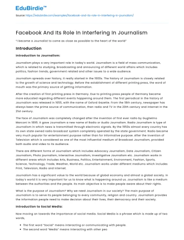 Facebook And Its Role In Interfering In Journalism