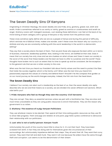 The Seven Societal Pitfalls of Kenya