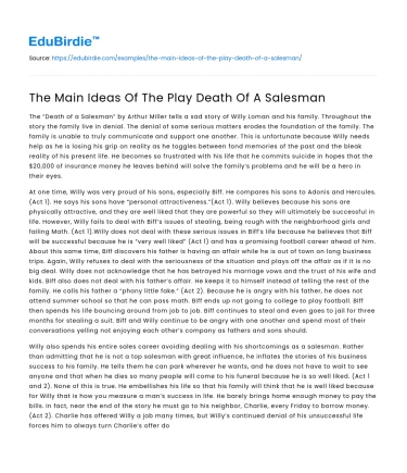 The Main Ideas Of The Play Death Of A Salesman
