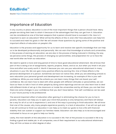 Importance of Education