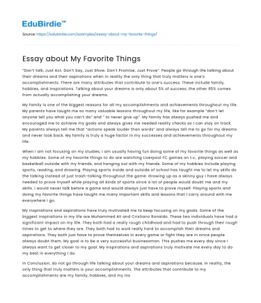 Essay about My Favorite Things