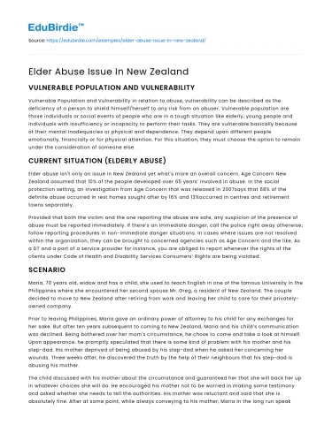 Elder Abuse Issue In New Zealand