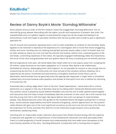 Review of Danny Boyle’s Movie ‘Slumdog Millionaire’