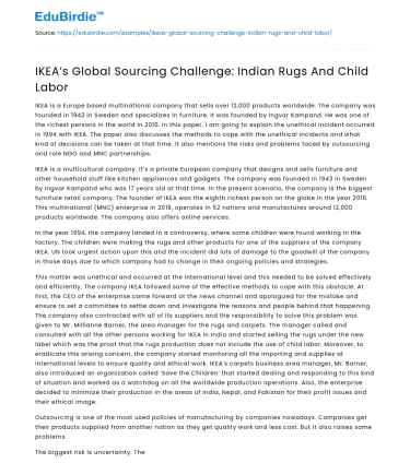 IKEA’s Global Sourcing Challenge: Indian Rugs And Child Labor