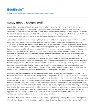 Essay about Joseph Stalin