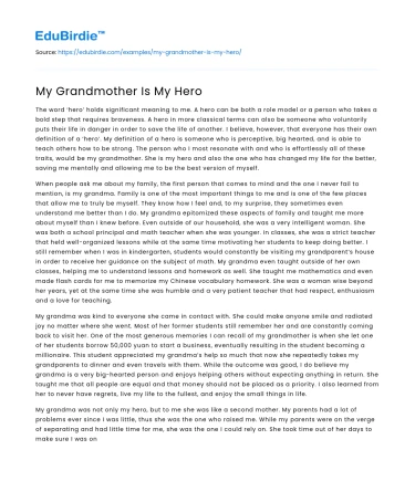 My Grandmother Is My Hero