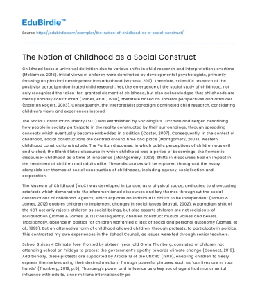 The Notion of Childhood as a Social Construct