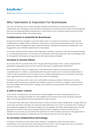 Why Teamwork Is Important For Businesses