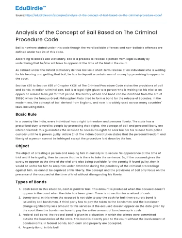 Analysis of the Concept of Bail Based on The Criminal Procedure Code
