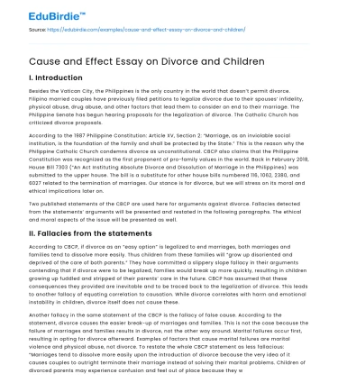 Cause and Effect Essay on Divorce and Children