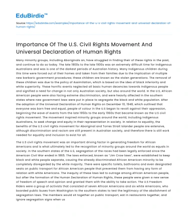 Importance of the US Civil Rights Movement and Human Rights Declaration