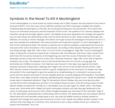 Symbols in the Novel To Kill A Mockingbird