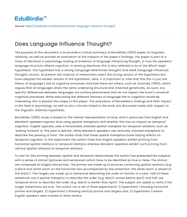 Does Language Influence Thought?