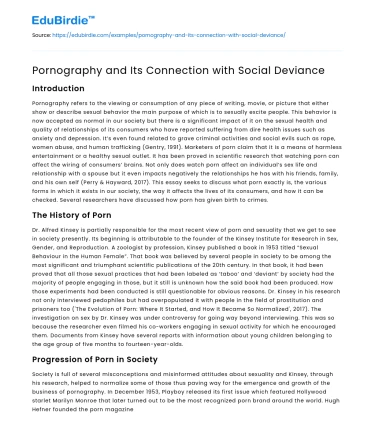 Pornography and Its Connection with Social Deviance