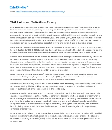 Child Abuse: Definition Essay