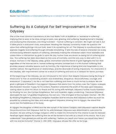 Suffering As A Catalyst For Self Improvement in The Odyssey