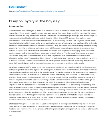 Essay on Loyalty in ‘The Odyssey’