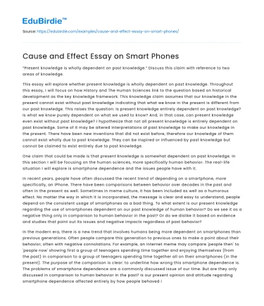 Cause and Effect Essay on Smart Phones