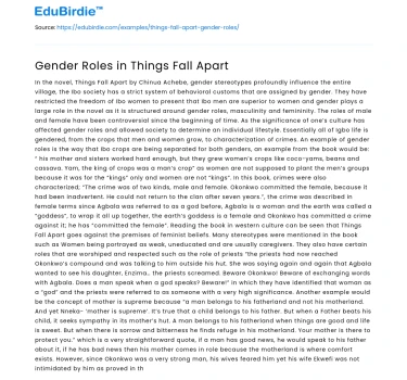 Gender Roles in Things Fall Apart