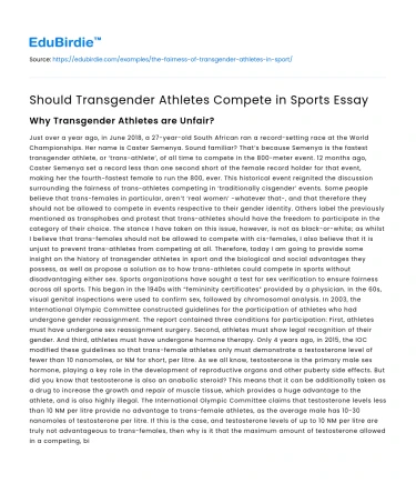 Argumentative Essay on Transgender Athletes