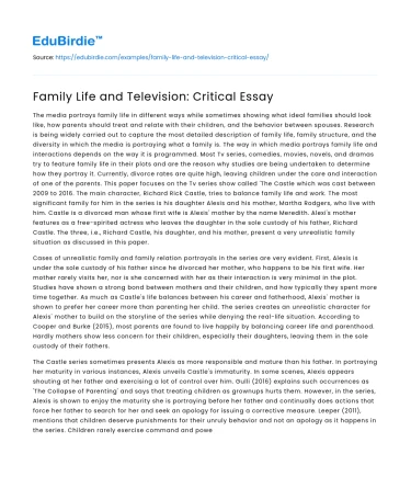 Family Life and Television: Critical Essay