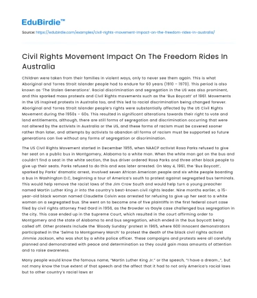 Civil Rights Movement Impact On The Freedom Rides In Australia