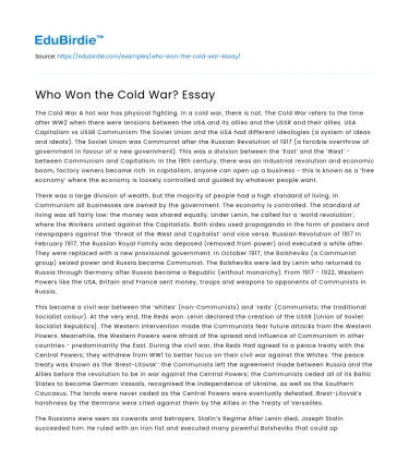 Who Won the Cold War? Essay