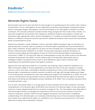 Miranda Rights Essay