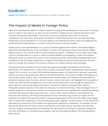 The Impact of Media in Foreign Policy