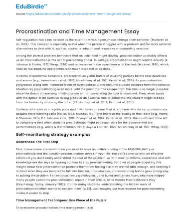 Procrastination and Time Management Essay