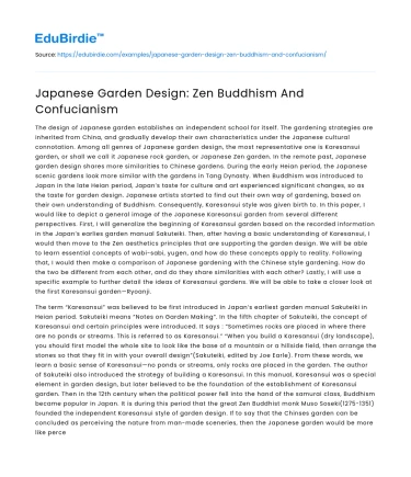 Japanese Garden Design: Zen Buddhism And Confucianism