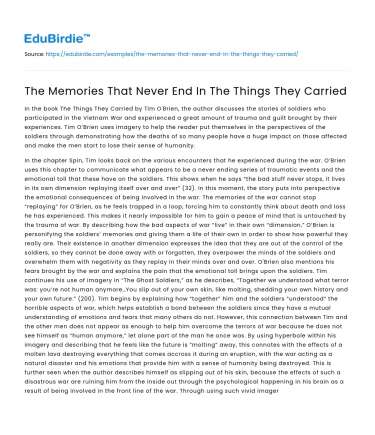 The Memories That Never End In The Things They Carried