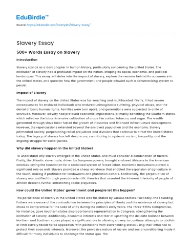 Slavery Essay