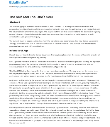 The Self And The One’s Soul