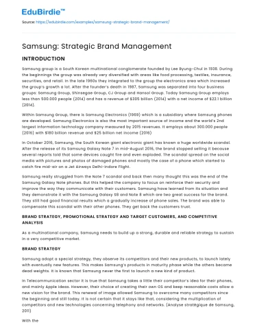 Samsung: Strategic Brand Management