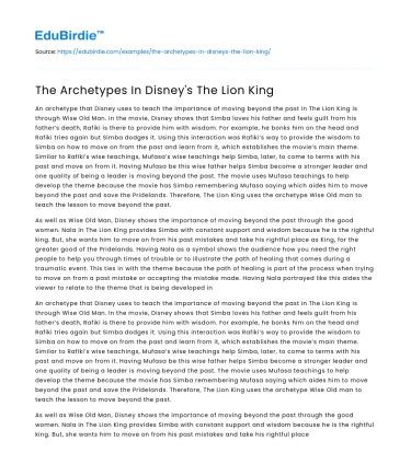 The Archetypes In Disney’s The Lion King