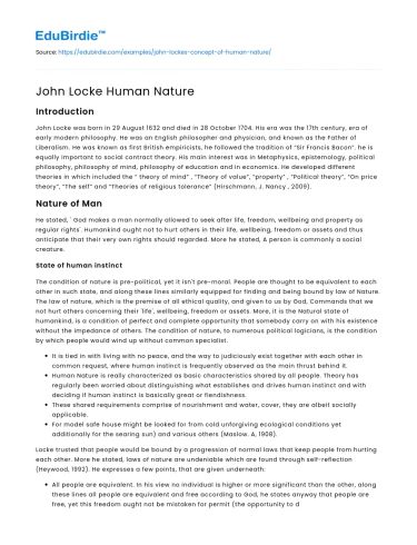 John Locke Human Nature