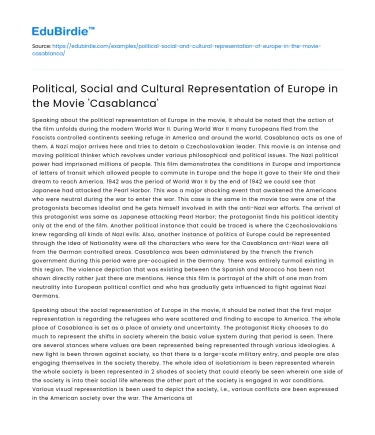 Europe’s Representation in ‘Casablanca’