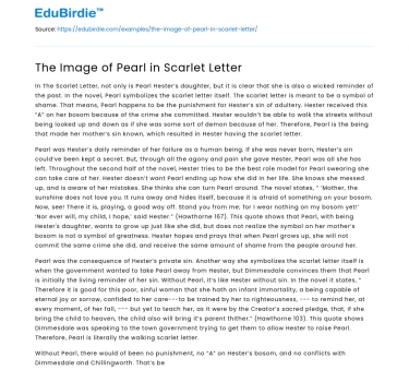 The Image of Pearl in Scarlet Letter