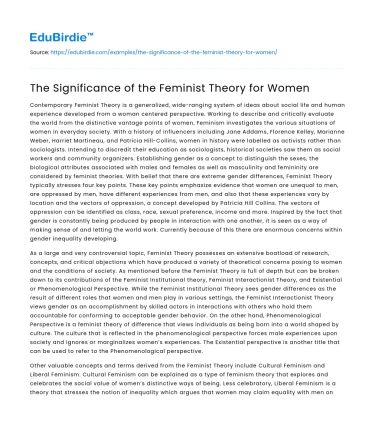 The Significance of the Feminist Theory for Women