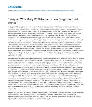 Essay on Was Mary Wollstonecraft an Enlightenment Thinker