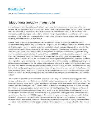 Educational Inequity In Australia