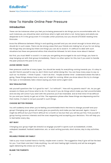 Digital Influence: Strategies for Resisting Online Peer Pressure